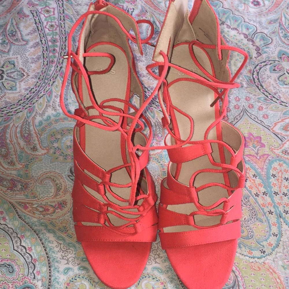 ASOS coral cage high heel sandals